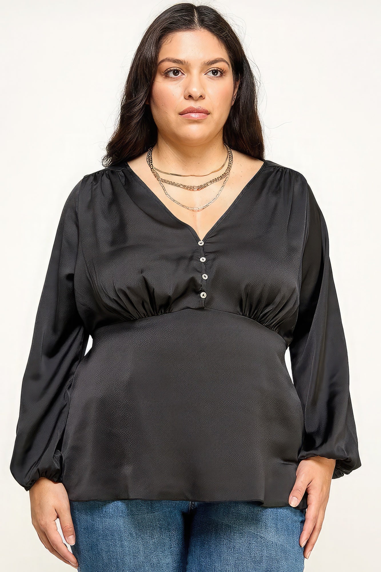 Blusa babydoll de satén