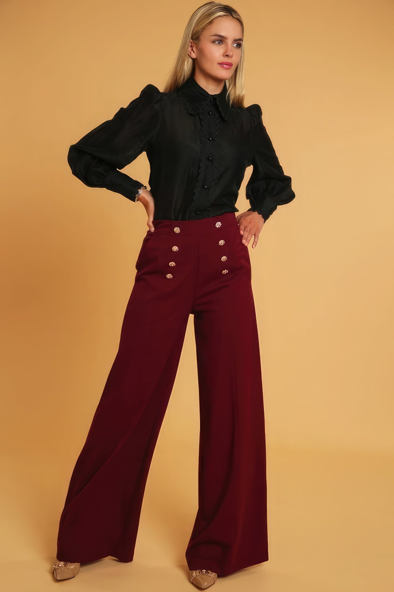 Pantalones elegantes de talle alto