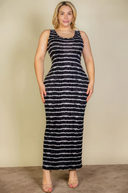 Plus Size Tie Dye Tank Bodycon Maxi Dress