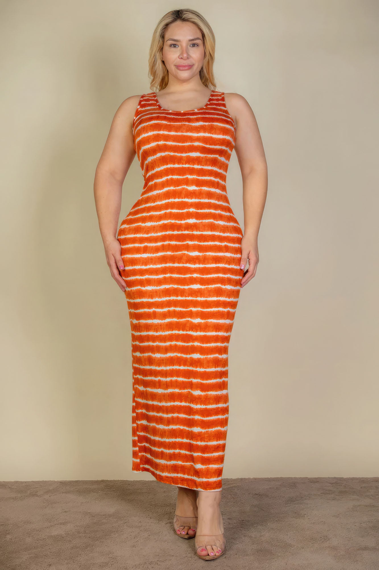 Plus Size Tie Dye Tank Bodycon Maxi Dress