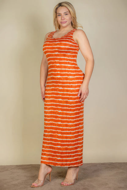 Plus Size Tie Dye Tank Bodycon Maxi Dress