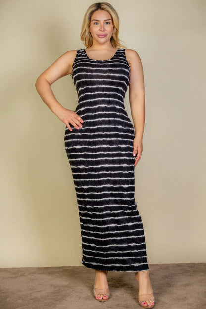 Plus Size Tie Dye Tank Bodycon Maxi Dress