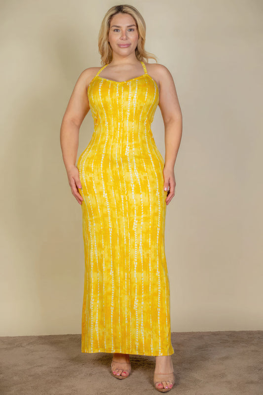 Plus Size Tie Dye Bodycon Maxi Dress