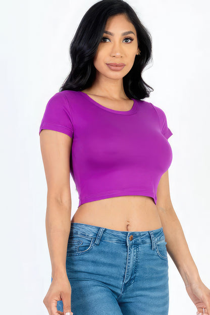 Short Sleeve Round Neck Crop Top