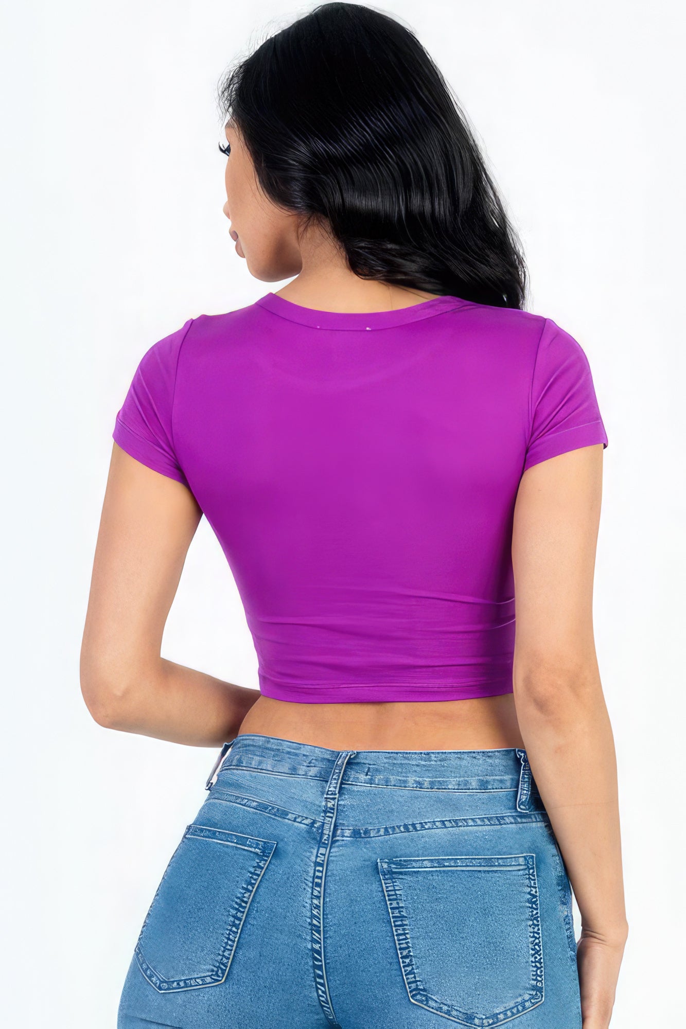 Short Sleeve Round Neck Crop Top