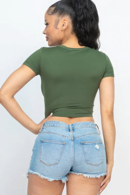 Short Sleeve Round Neck Crop Top