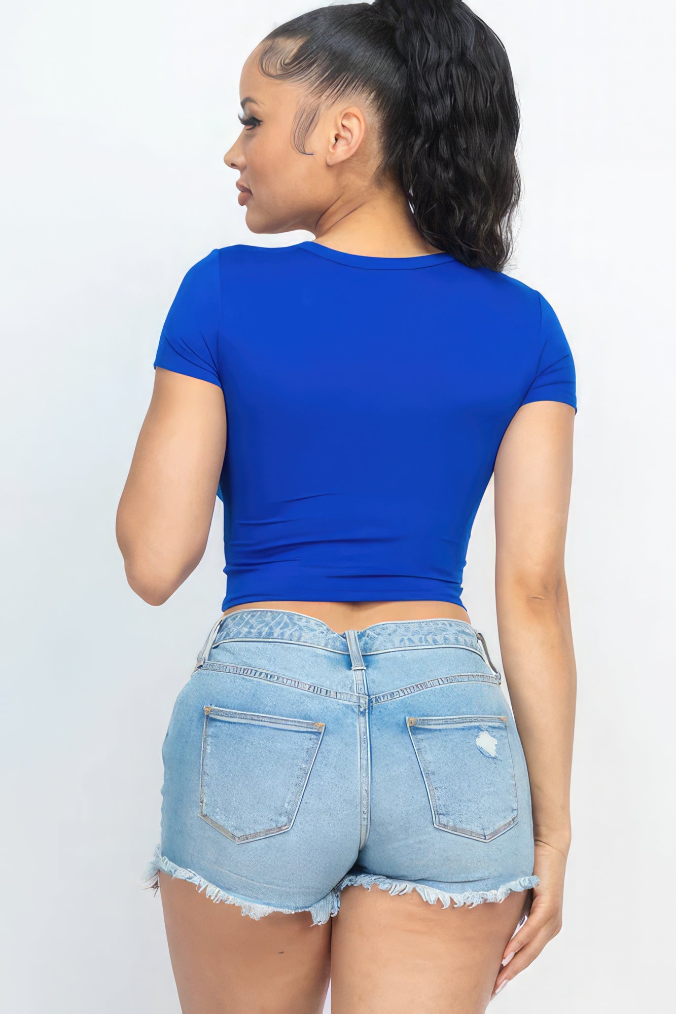 Short Sleeve Round Neck Crop Top