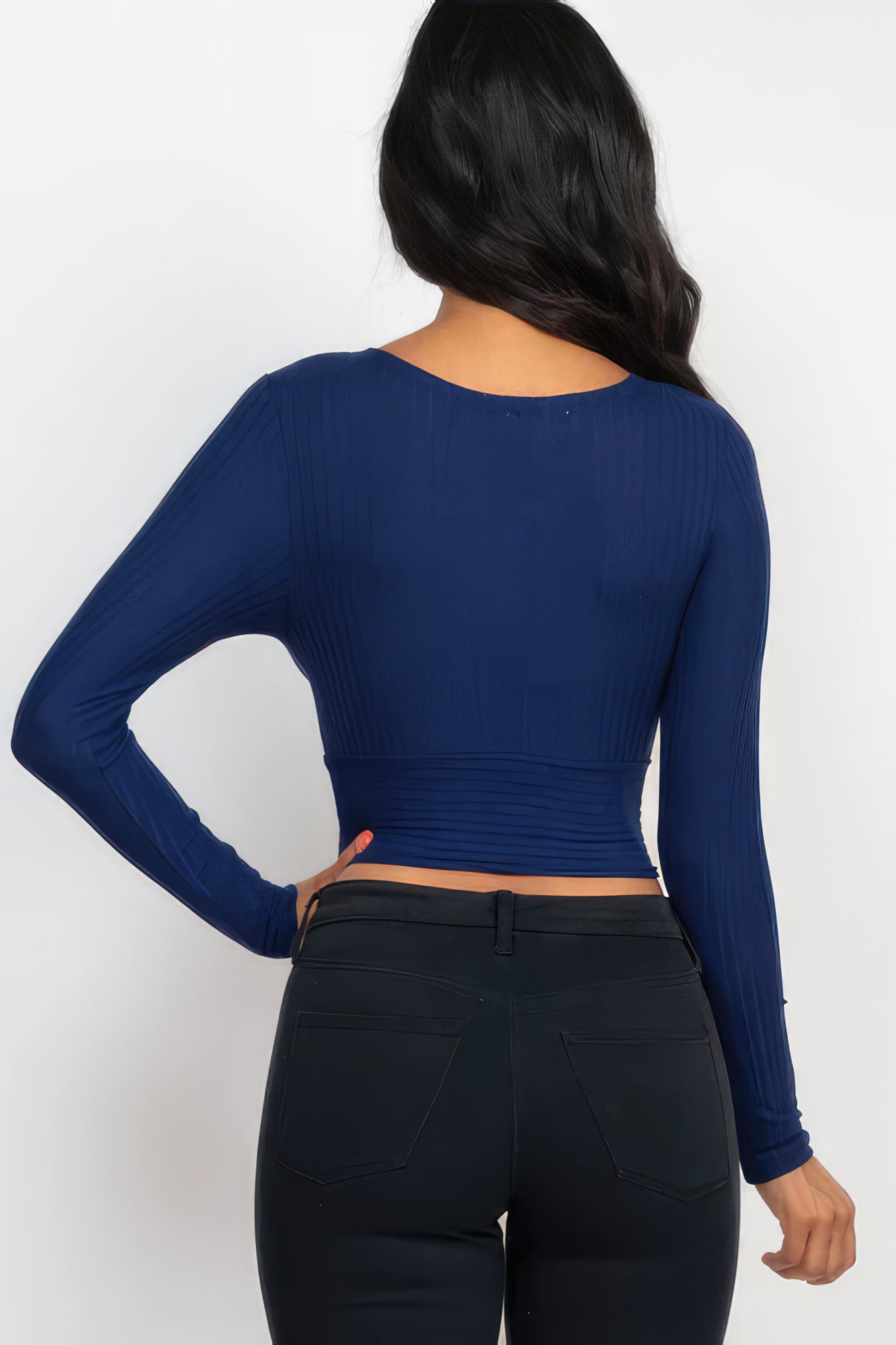 Ribbed Wrap Front Long Sleeve Top | 8 Color Options!