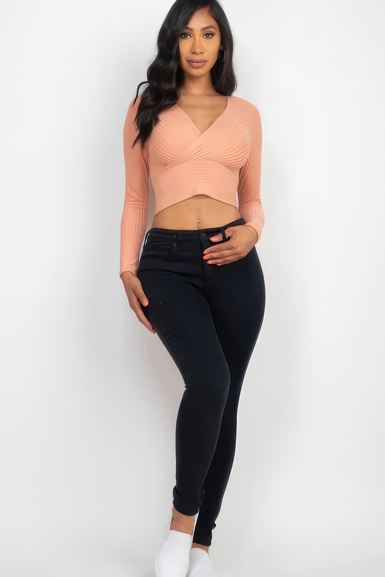 Ribbed Wrap Front Long Sleeve Top | 8 Color Options!