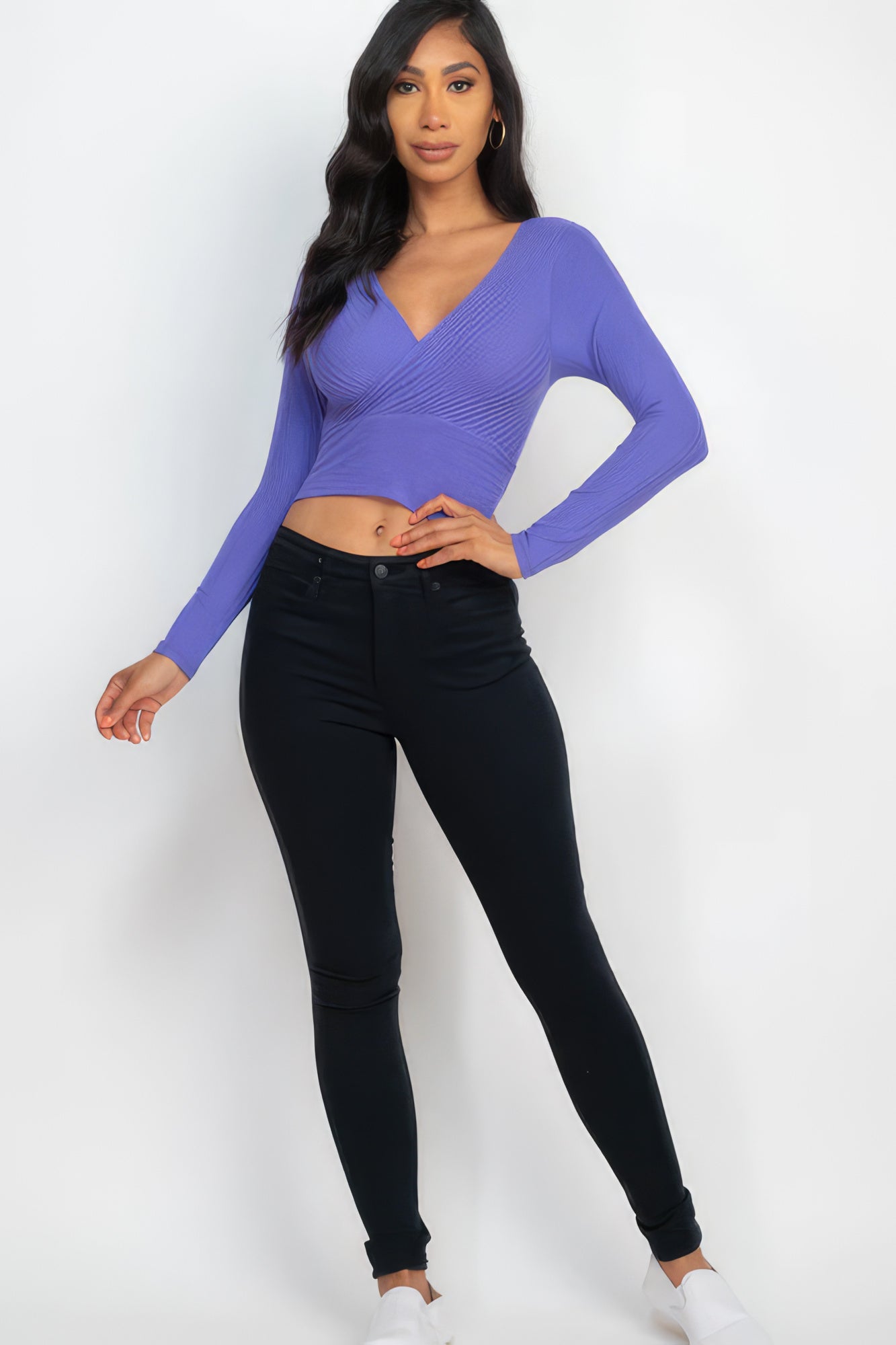 Ribbed Wrap Front Long Sleeve Top | 8 Color Options!