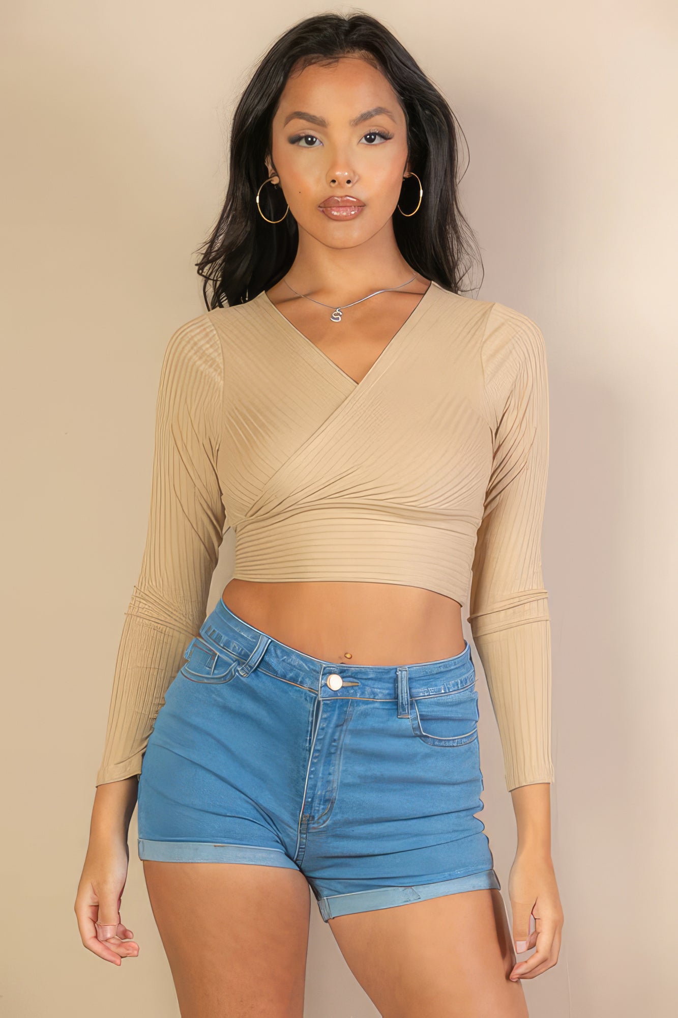 Ribbed Wrap Front Long Sleeve Top | 8 Color Options!