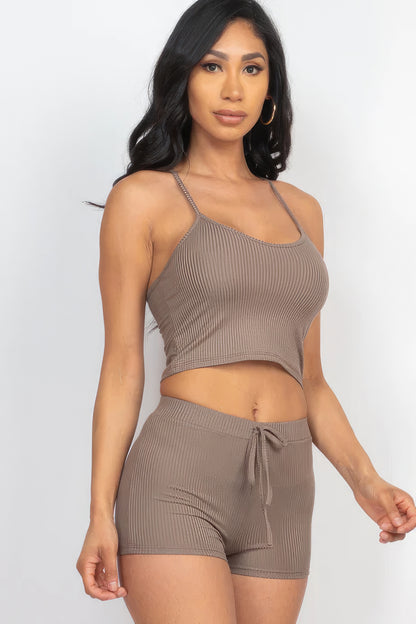 Ribbed Crop Cami Top & Shorts Set