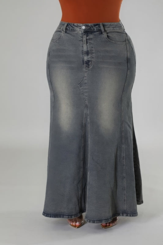 High-waisted Stretch Denim Skirt