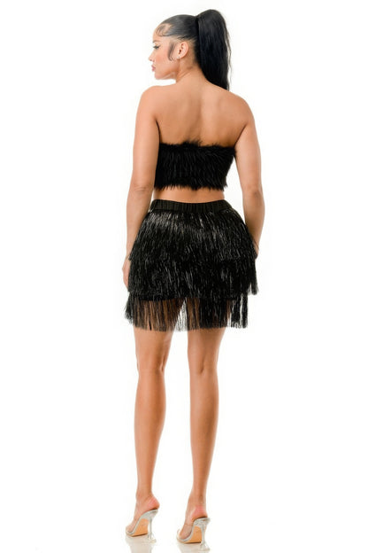 Fringe Metallic Skirt