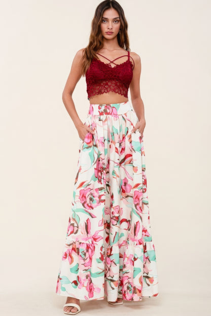 Printed Maxi Skirt With Pockets