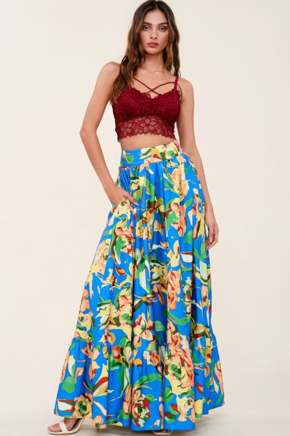 Printed Maxi Skirt With Pockets