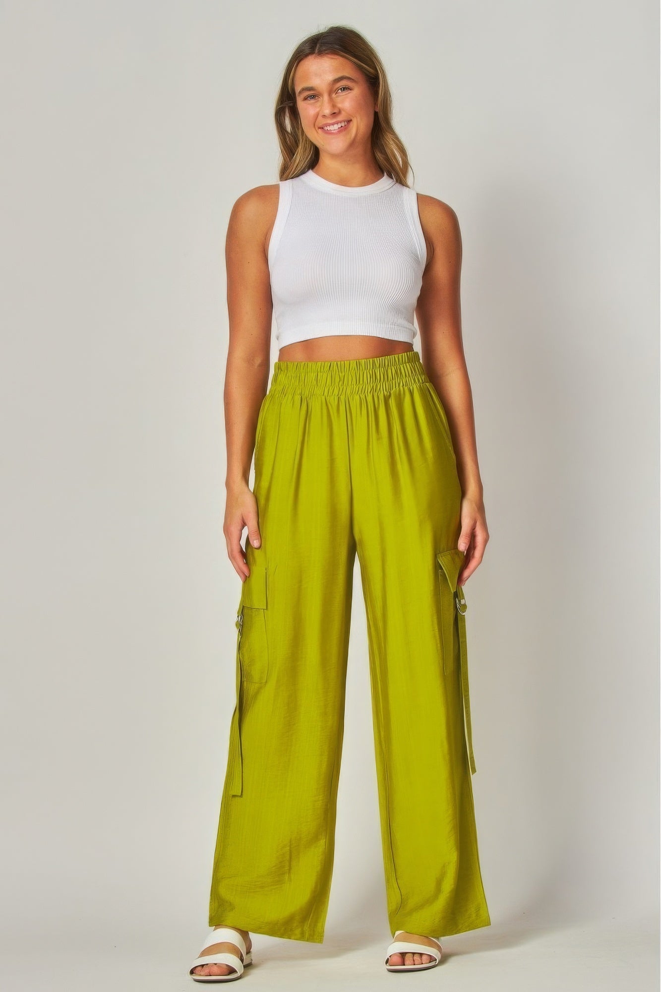 Linen Wide Leg Cargo Pants