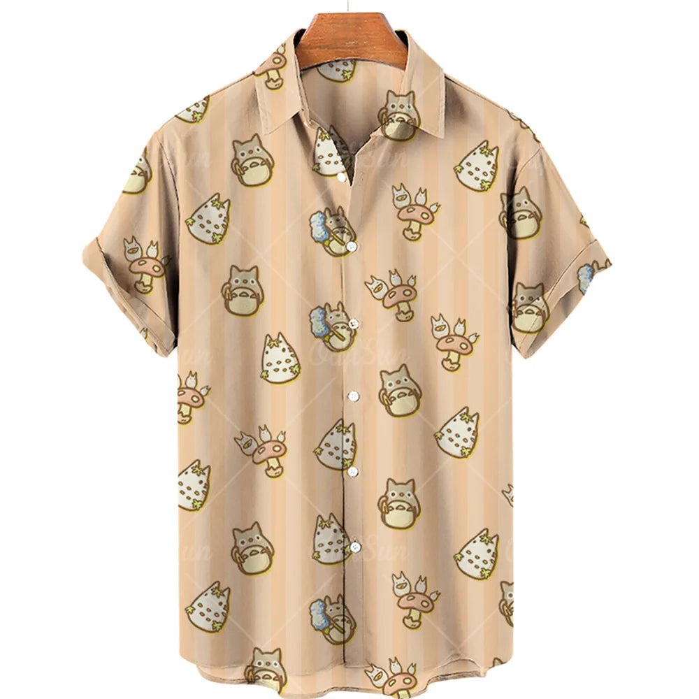 Duck Summer Beach Shirt Men Floral Fashion Hawaiian Casual Short Sleeve Single-Breasted Imported Clothing