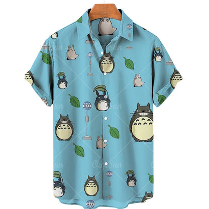 Duck Summer Beach Shirt Men Floral Fashion Hawaiian Casual Short Sleeve Single-Breasted Imported Clothing